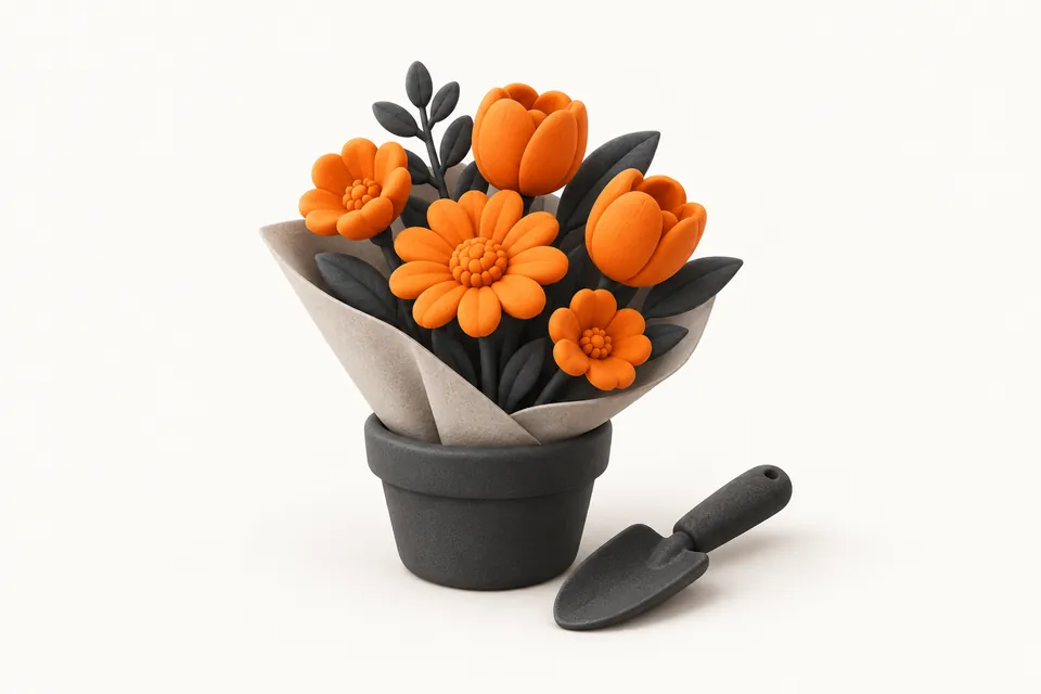 Florist and garden illustration, not a photo of this business